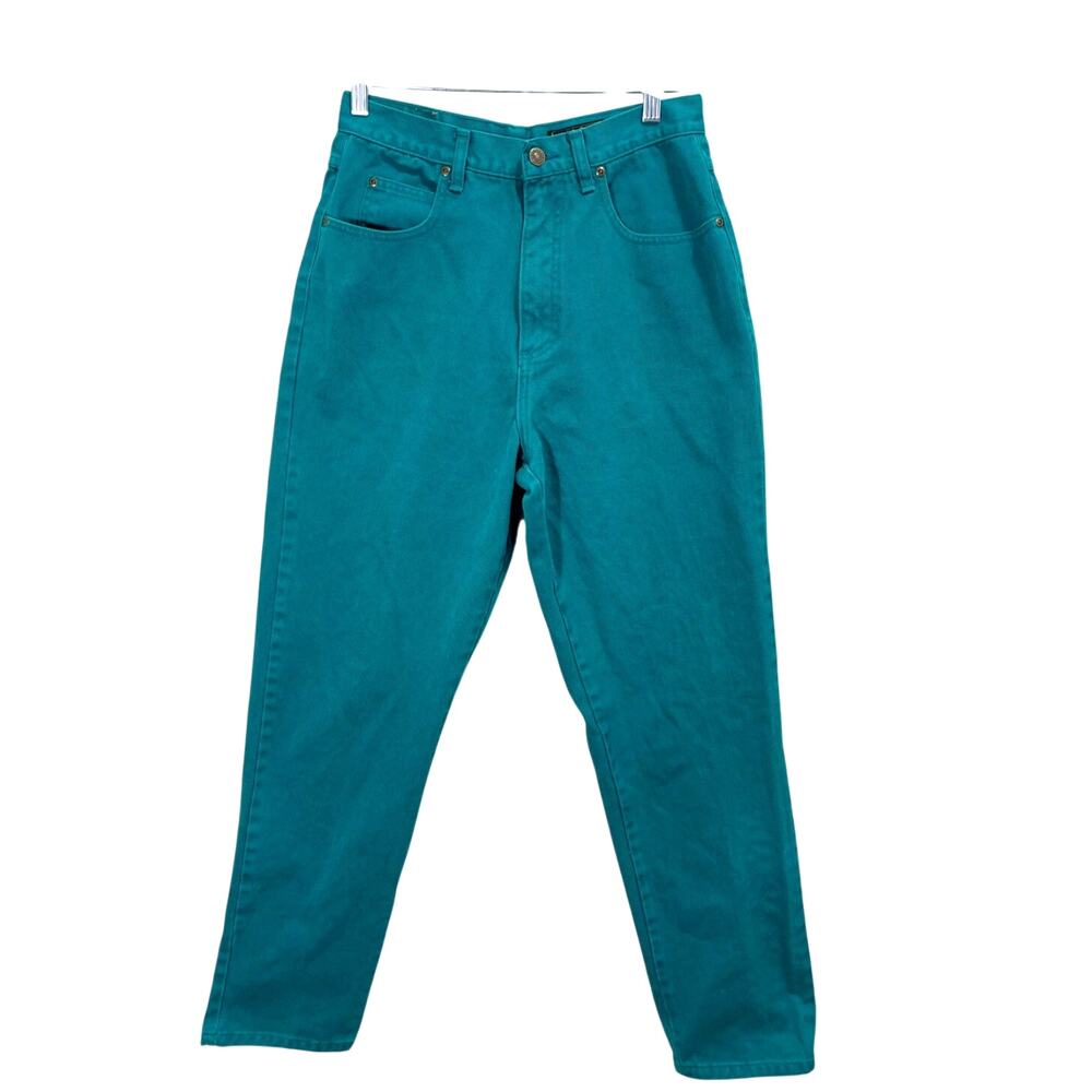 Vintage 80s Eddie Bauer Teal High-Waist Jeans 28" Waist Outdoors Western